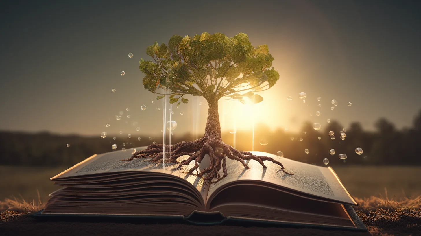 Bildmotiv: aus einem leuchtenden Samen wächst ein Baum aus Licht